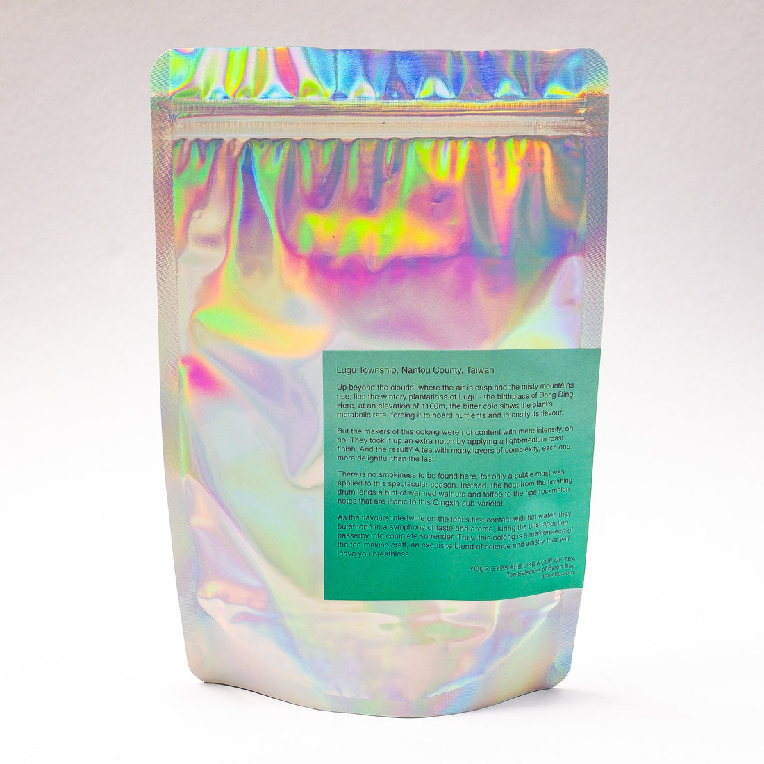 "This is the Problem with Self Improvement" organic Dong Ding Oolong tea in pouch by Amac HQ.