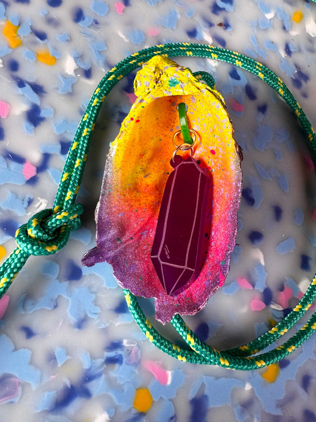 Jungle Shell Necklace - Skinny Lozenge Cut